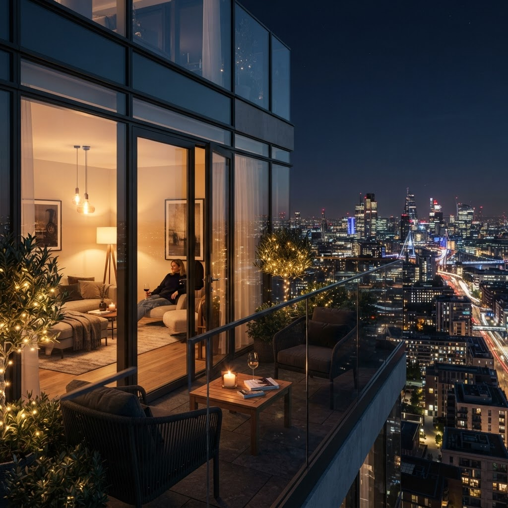 Gece görünümü cam balkon